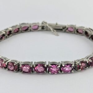 Sterling Silver Ladies Bracelet | Garnet | Sterling Silver
